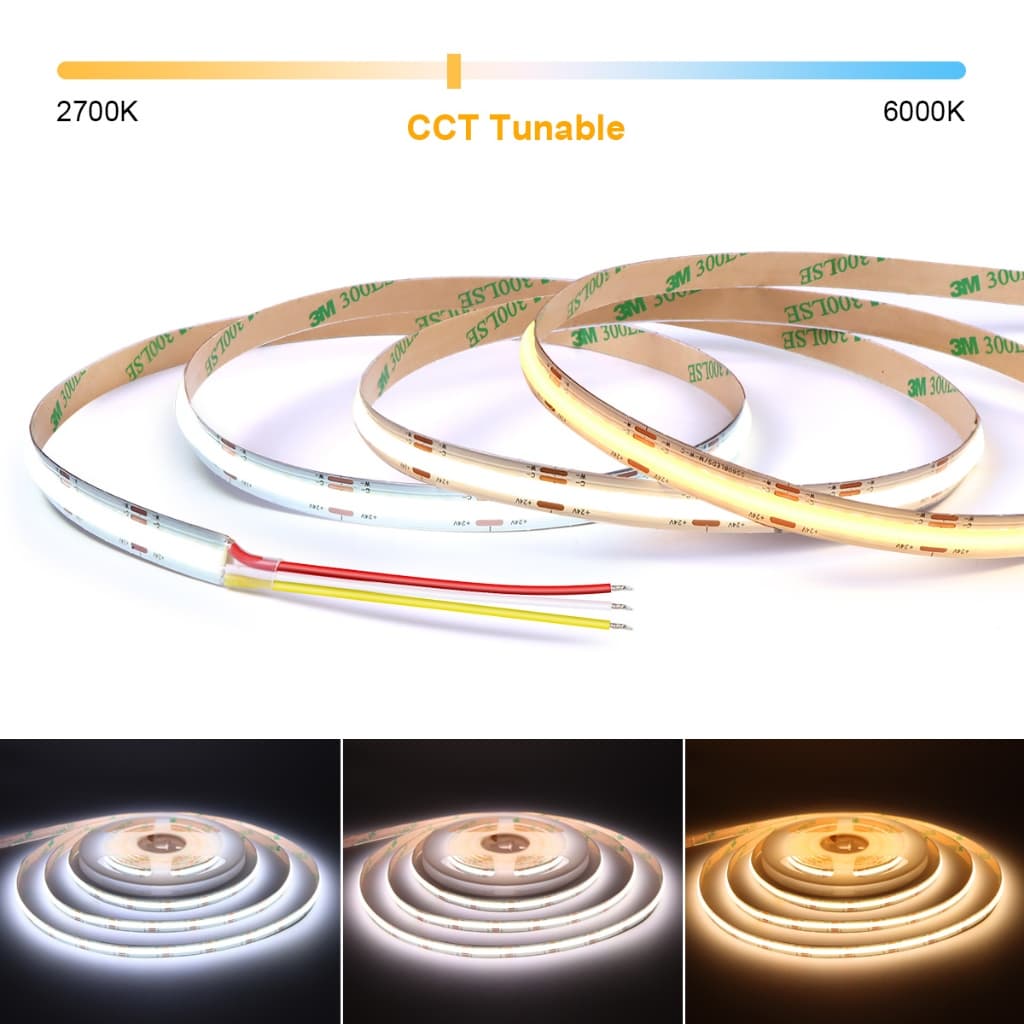 Fita LED CCT COB De 3 Fios DC24V