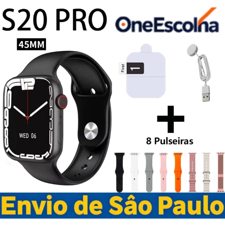 SmartWatch S20 PRO Original para esportes ao ar livre, monitoramento cardíaco, chamadas Bluetooth, iOS e Android