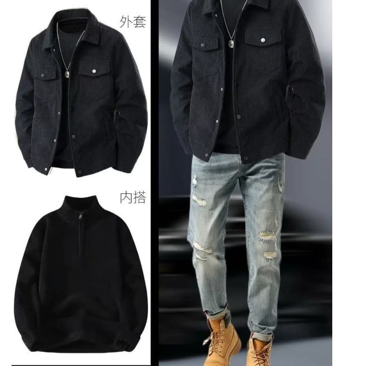 Jaqueta Masculina De Veludo Solta Primavera E Outono Com Lapela , Casual Versátil