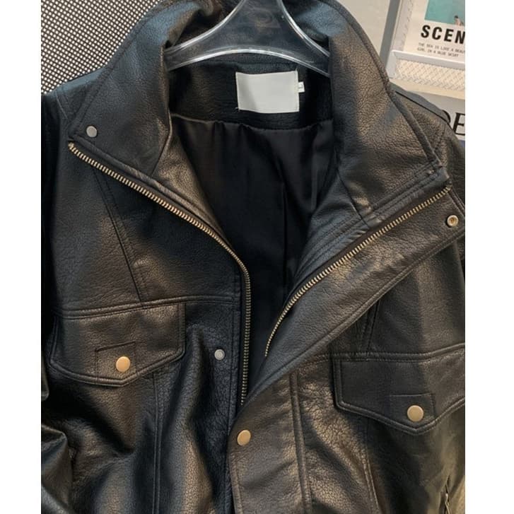 Primavera Outono Masculino Plus Size Motocicleta Jaqueta De Couro Do Plutônio Estilo Coreano Versátil Elegante Lapela