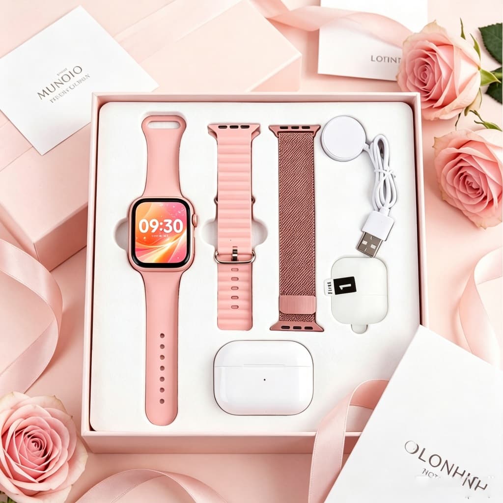 Smartwatch Relógio Inteligente Feminino , Tela De Toque Completa , Multifuncional 7 Em 1 , Pulseiras De 38 Mm/45/49 , Pa