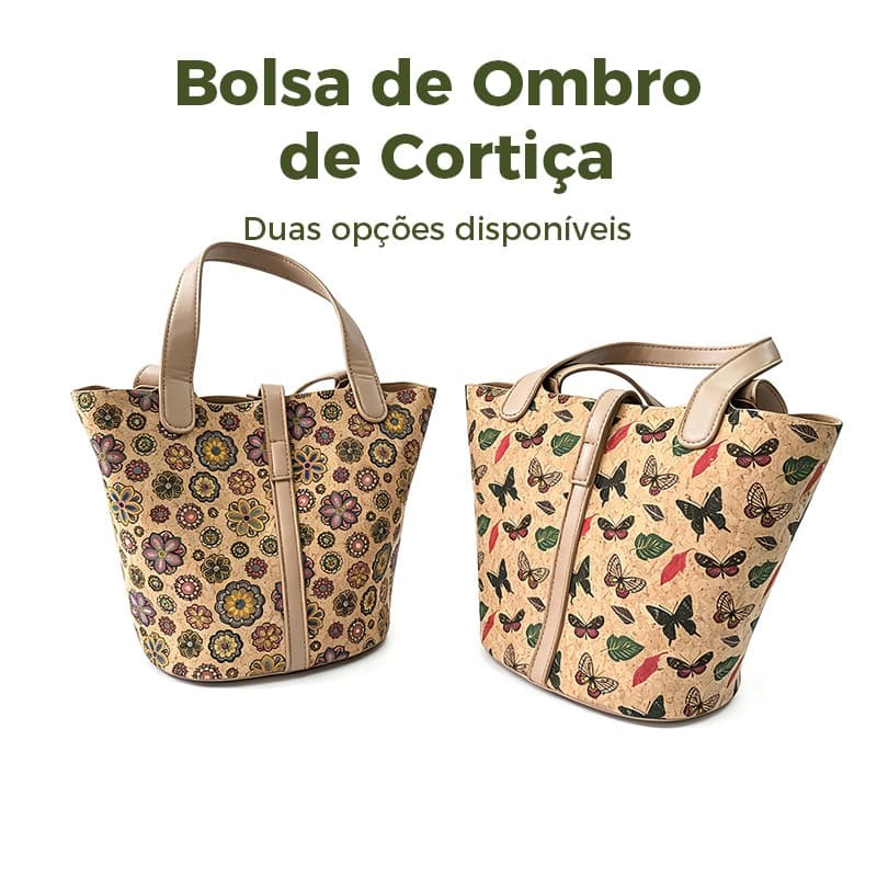 Bolsa Tote De Cortiça Natural Com Estampa De Borboleta , Feminina Ecológica , Alça Crossbody Removível Interna Pequena D