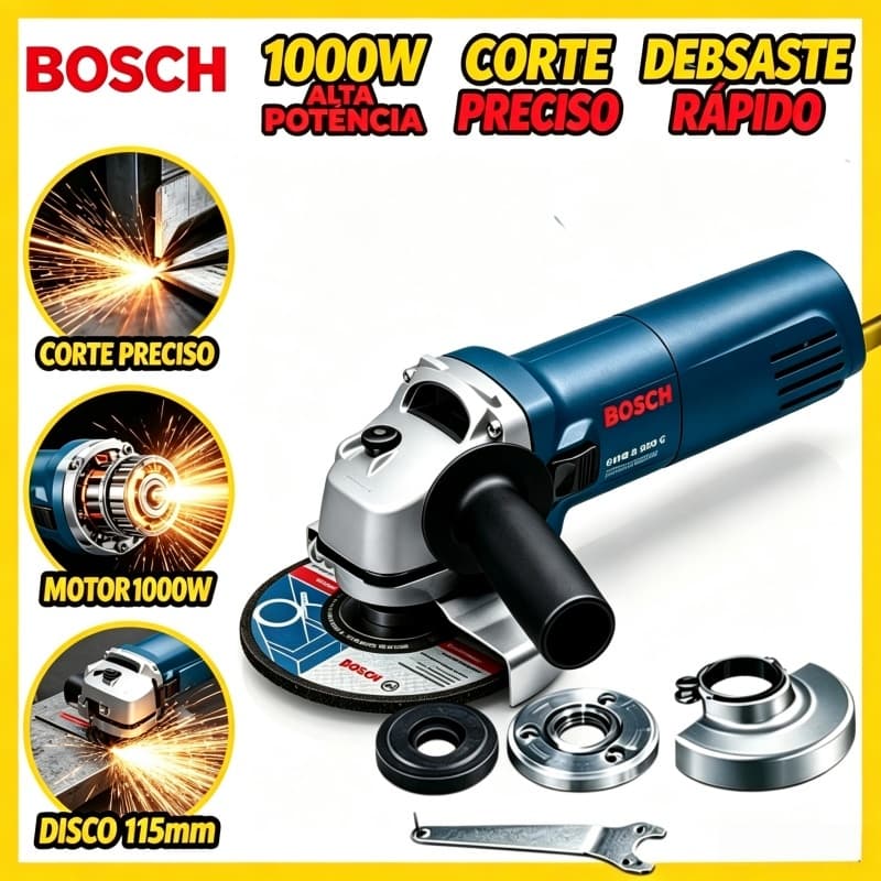Esmerilhadeira Angular Bosch GWS 6-100 1000W Profissional Lixadeira - Leve, Potente, 220V/127V para Corte