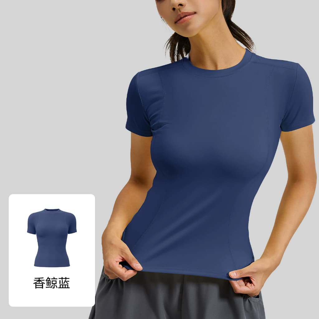 Novo produto primavera verão fino-ajuste esportes yoga Wear topo feminino Fitness magro correndo yoga manga curta