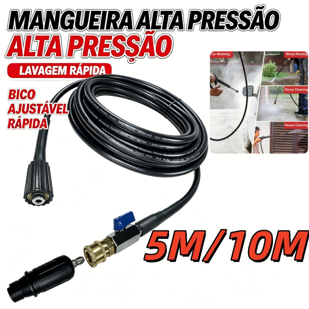 Bico Curto com Mangueira de Engate Rápido e Registro para Lavadoras WAP Líder, Bravo, Vonder e lavor