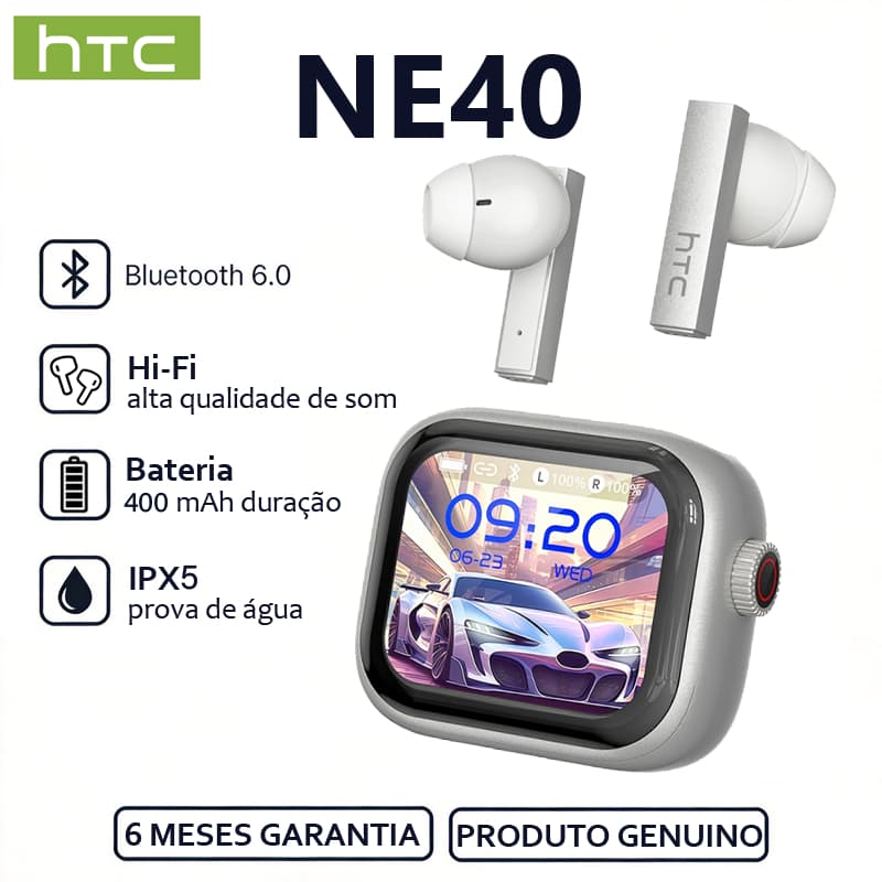 HTC NE40 AI Tradução Tradução em tempo Real TWS Fone de ouvido Bluetooth Bluetooth 6.0 HiFi Qualidade de som IPX5 Fone d