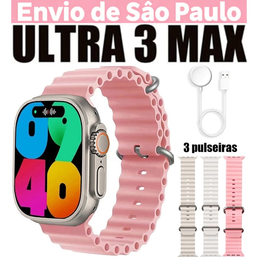 2026 Novo Dynamic Island smartwatch 49mm, requintado e elegante, tela sensível ao toque, chamadas por Bluetooth