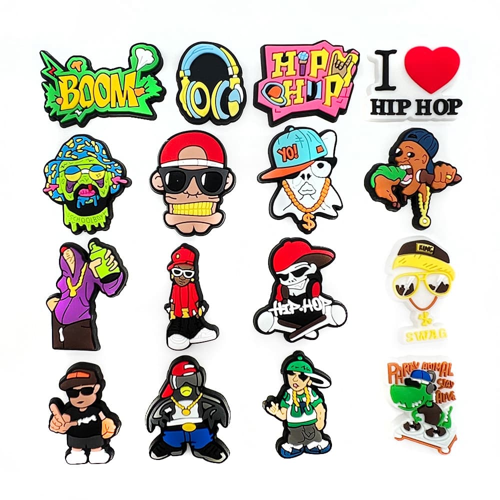 MEIDJ , Amuletos De Sapato , 16 Peças De Tamancos Fofos Da Série hip-hop De Desenho Animado , Acessórios Decorativos De