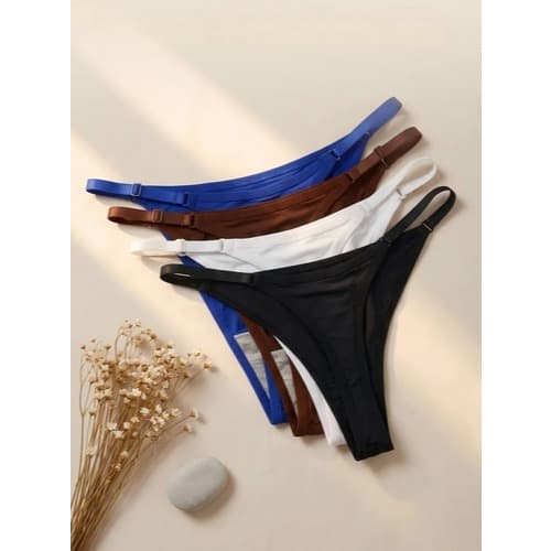 Kit 4 Tanguinhas Femininas de Algodão Puro, Ajustável, Sem Costura, Respirável e Elástica
