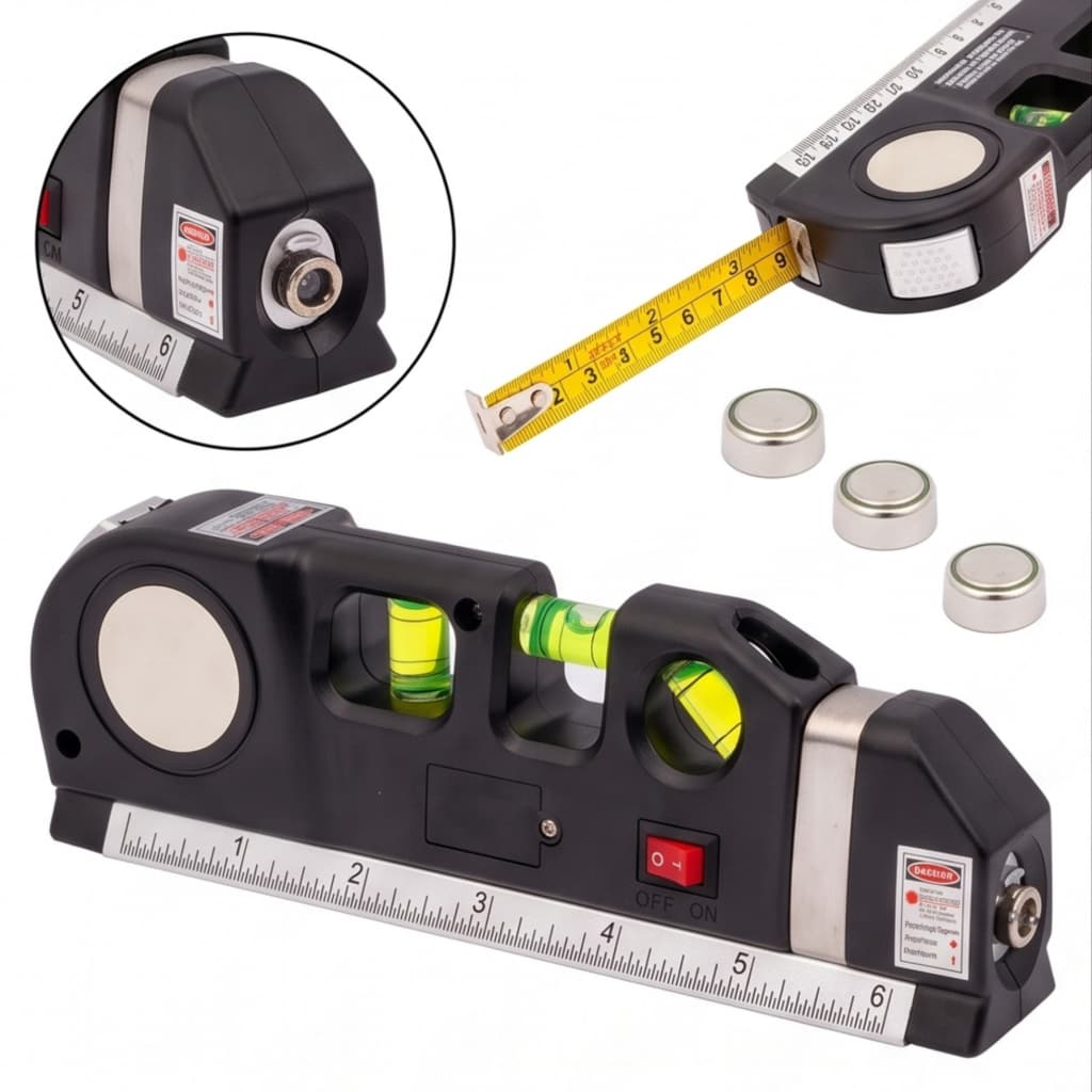 Nível Laser com Trena 3 em 1 Profissional Nível de Bolha Magnético Alta Precisão Construção DIY