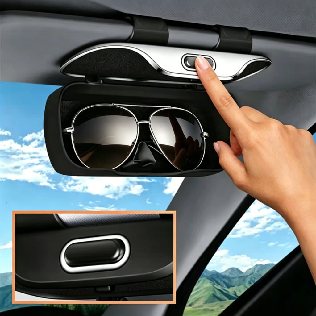 Caixa de óculos de sol para viseira solar de carro, caixa de armazenamento Universal de óculos de sol ABS