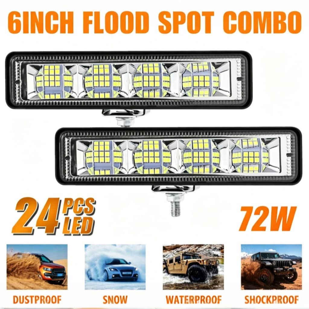 Kit Farol De Barra Linear 24 LED 72w 12-60V ref 2187 IP65 Branco Frio/Branco quente/ ambar