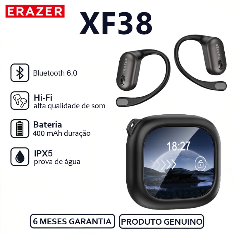 ERAZER XF38 Fone de ouvido Bluetooth com clipe AI Tradução em tempo Real Bluetooth 6.0 Hi-Fi de alta qualidade