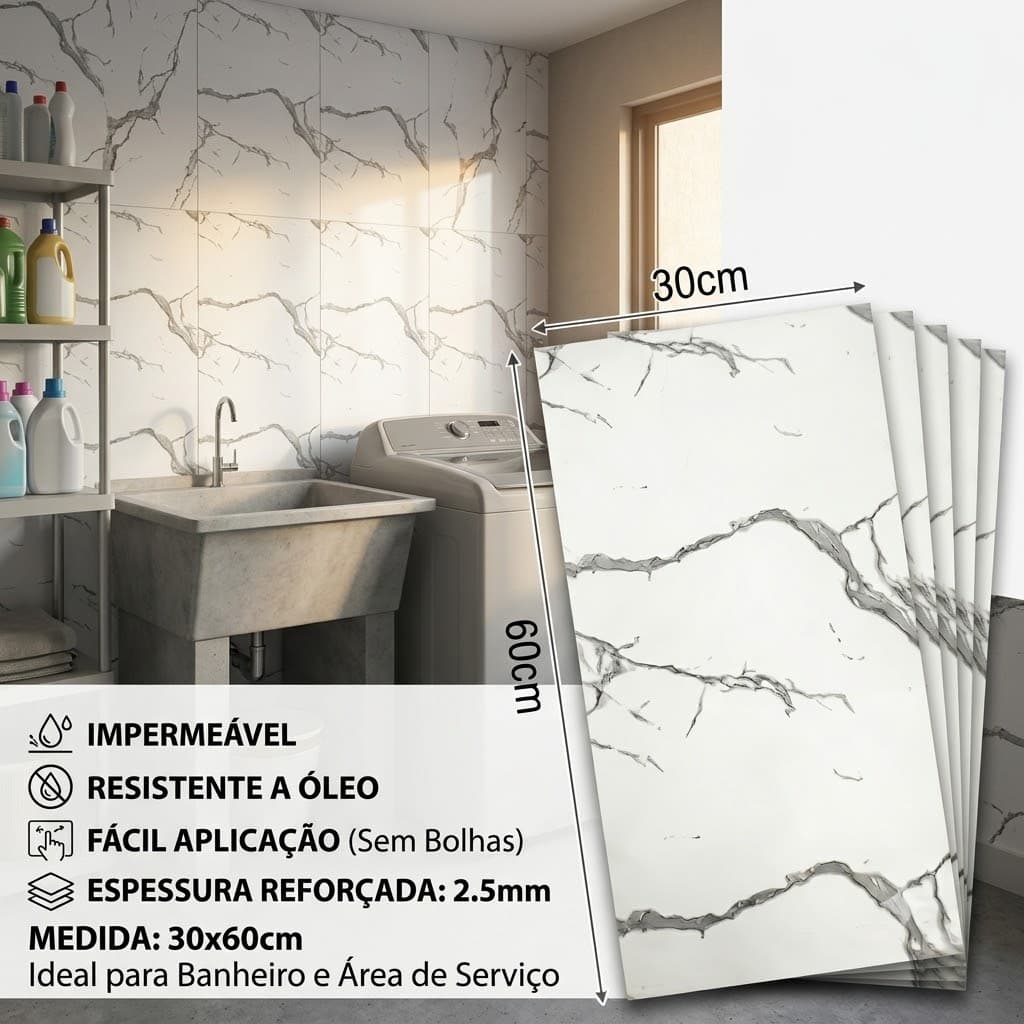 Kit 60//80/100/120 Placas Adesivas 3d Mármore De Parede Relevo Lavável 30cmx60cmx2.5mm
