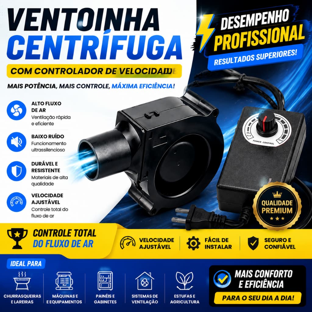 Mini Soprador Turbina 12V DC com Controle Velocidade Ventilador Centrífugo para Churrasco Resfriamento Inflar DIY