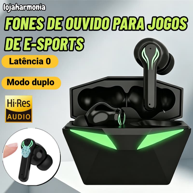 Fone Tws Bluetooth Gamer 5.4 Intra-auriculares A' Gold FN-B25B Com cancelamento de ruído Bateria de longa duração-LJ