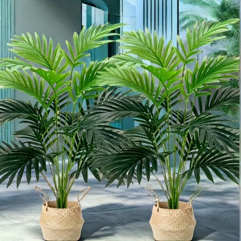 75CM 18 Folhas Planta Artificial Palmeira Areca Real Toque