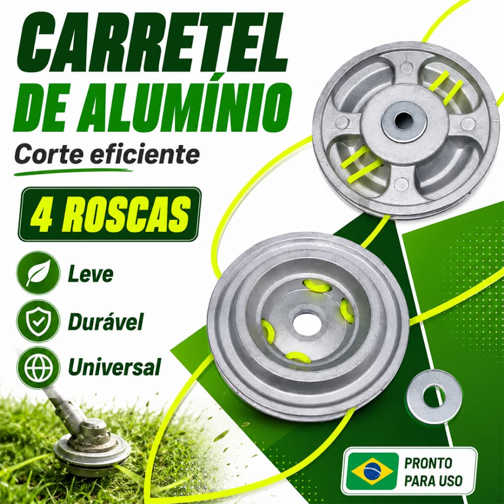 Carretel Metálico Magnésio Roçadeiras Universal 4 Fios Nylon