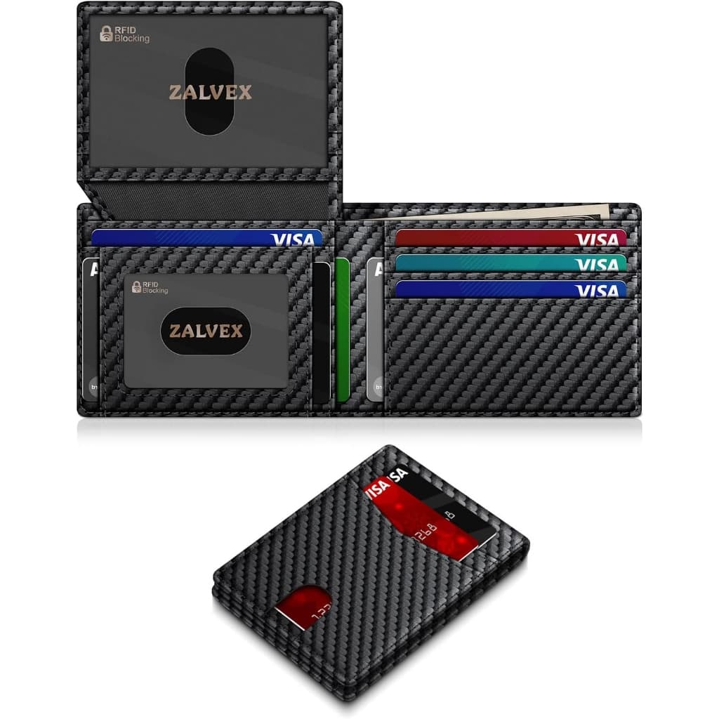 Carteira Masculina Couro Bloqueio RFID Porta-Cartões para 14 Cartões, RG e CNH