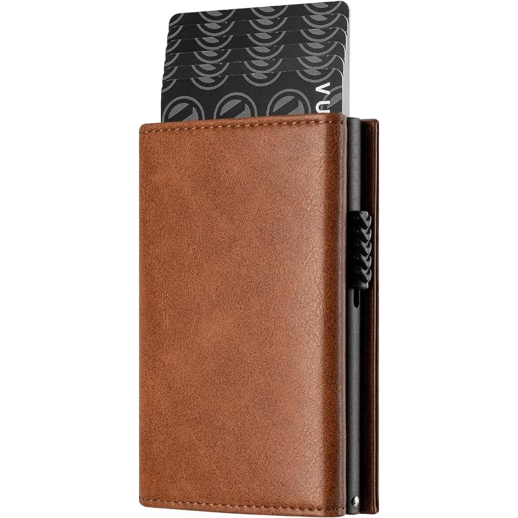 Carteira Masculina Pop Up Porta-Cartões de Couro com com Porta Moedas -Fecho Magnético