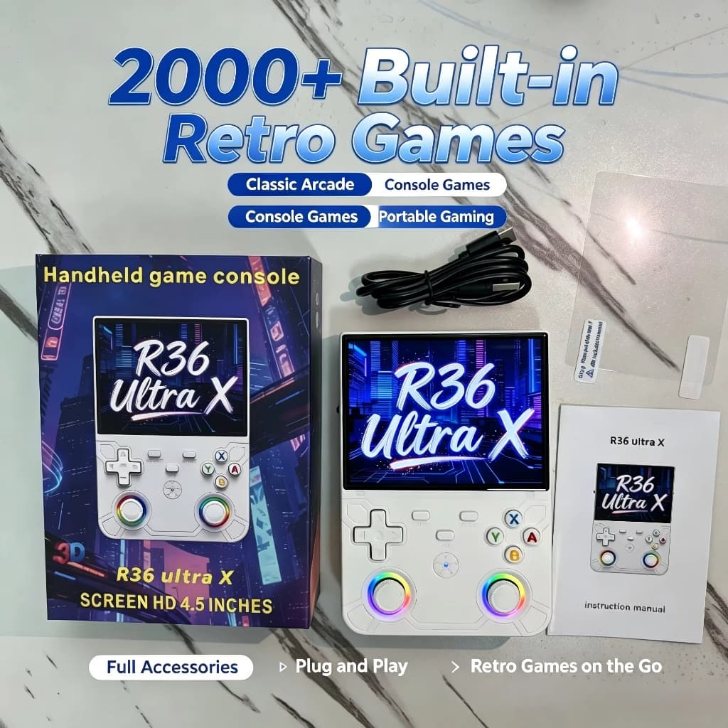 R36 Ultra X Handheld WIFI Game Player 4.5 Polegada Tela IPS Código Aberto Retro De Vídeo 64G/128G Memória Até 20000 + Jo