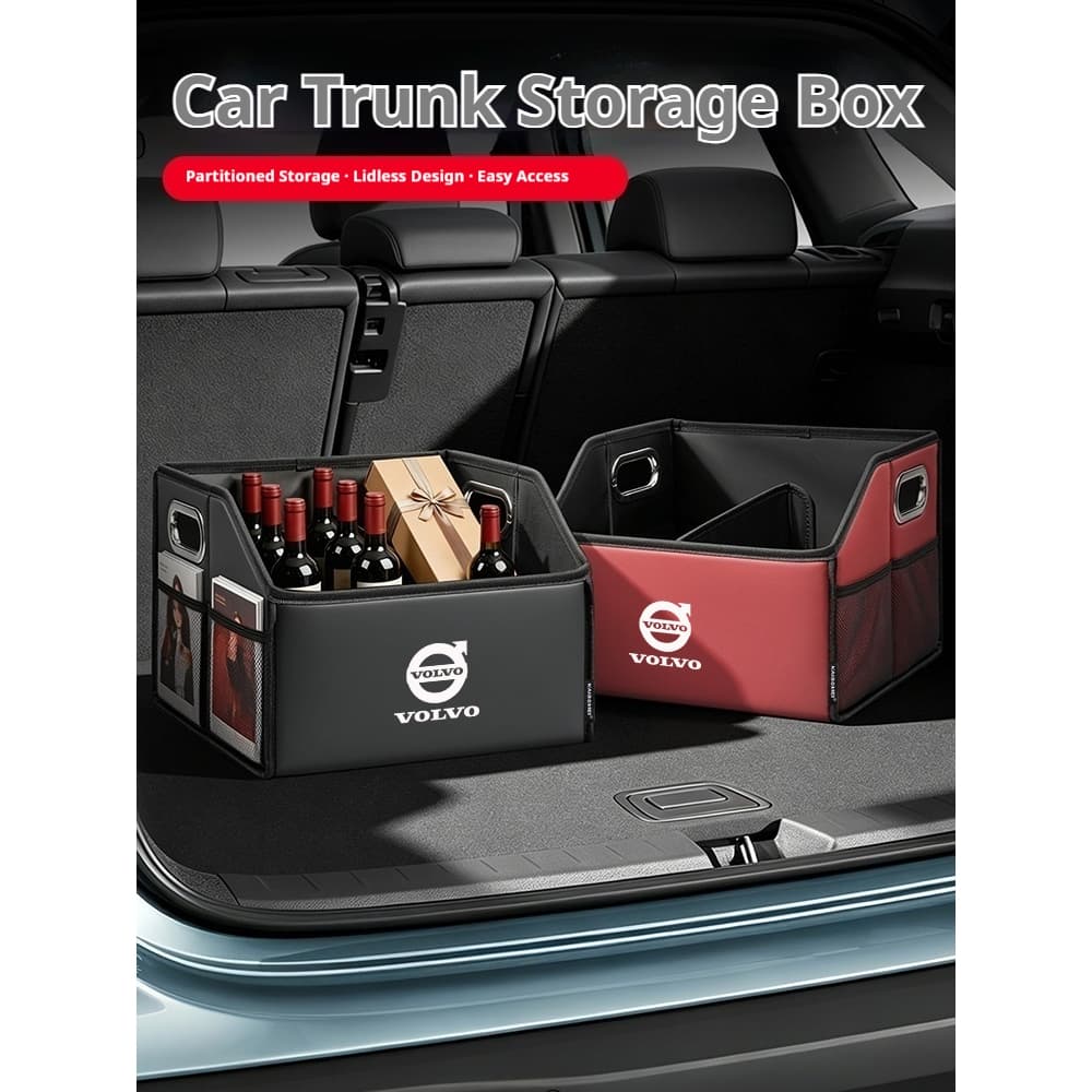 Caixa De Armazenamento De Tronco De Couro Do Carro Tailbox Dobrável Organizador Saco Para Volvo S40 S60 S80 S90 V40 V50