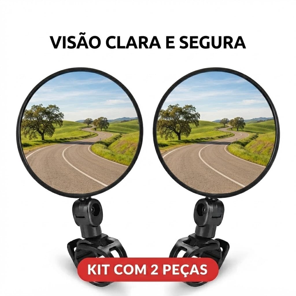 2 Espelhos Retrovisores de Guidão Acessórios de Bicicleta Grande Angular Rotação de 360 ​​Graus Seguro e Confiável
