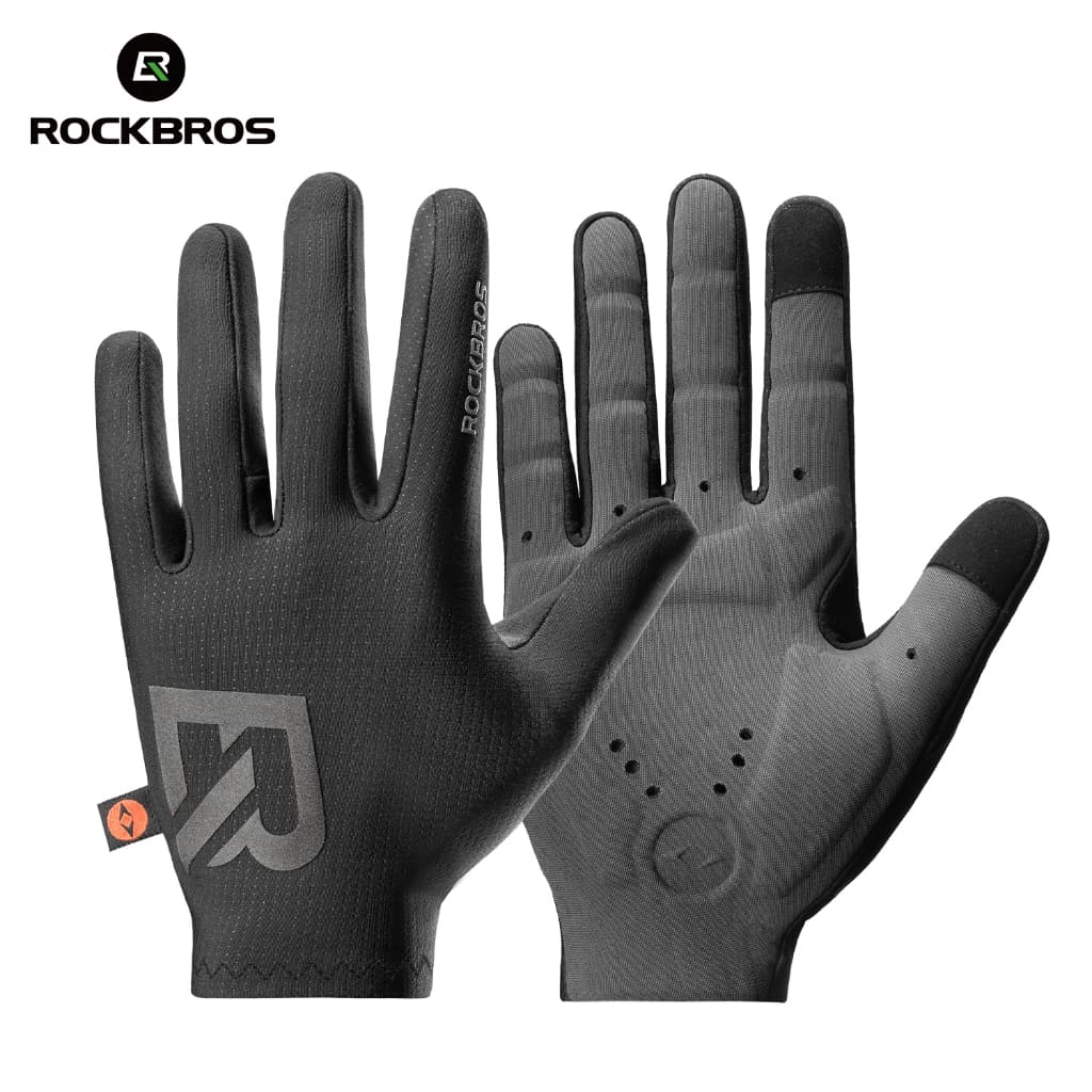 ROCKBROS Luvas De Dedo Completo Para Bicicleta Com Tela Sensível Ao Toque E Absorção De Choque Ciclismo Acolchoadas Anti