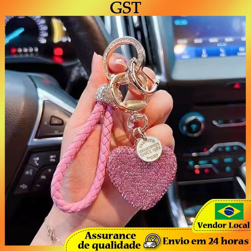 Bonito menina amor coração argila com diamante chaveiro casal em forma de coração pingente influenciador chaveiro saco m
