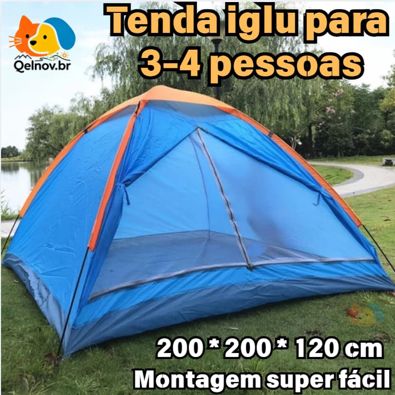 Igloo Tent 3-4 People Camping Leisure Waterproof Blue/Yellow Color
