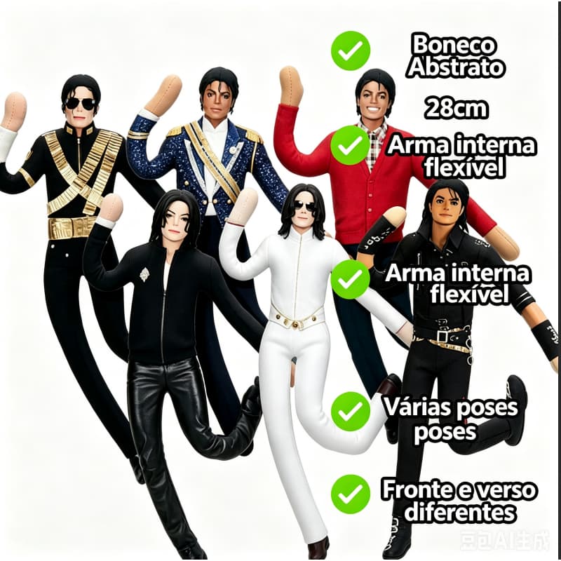 Michael Jackson Boneca De Fio Dobrável 28cm Figura De Tecido Posável Ornamento Colecionável Presente Para Fãs