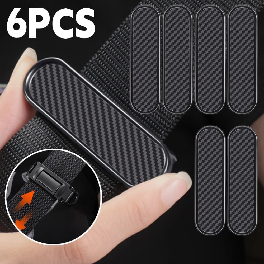6 Pçs Ajustável Limitador De Cinto De Segurança Do Carro Fibra Carbono Universal Auto Clipes Fixação