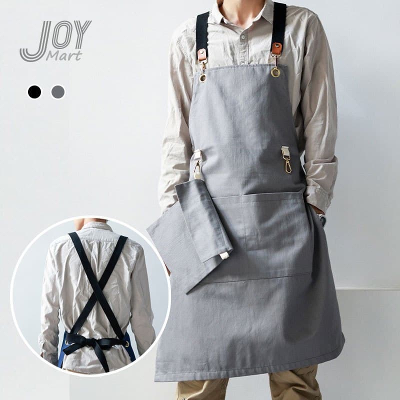 JoyMart Avental jeans estilo nórdico Avental de trabalho Uniforme de cafeteria Avental de cabeleireiro Avental estilo de