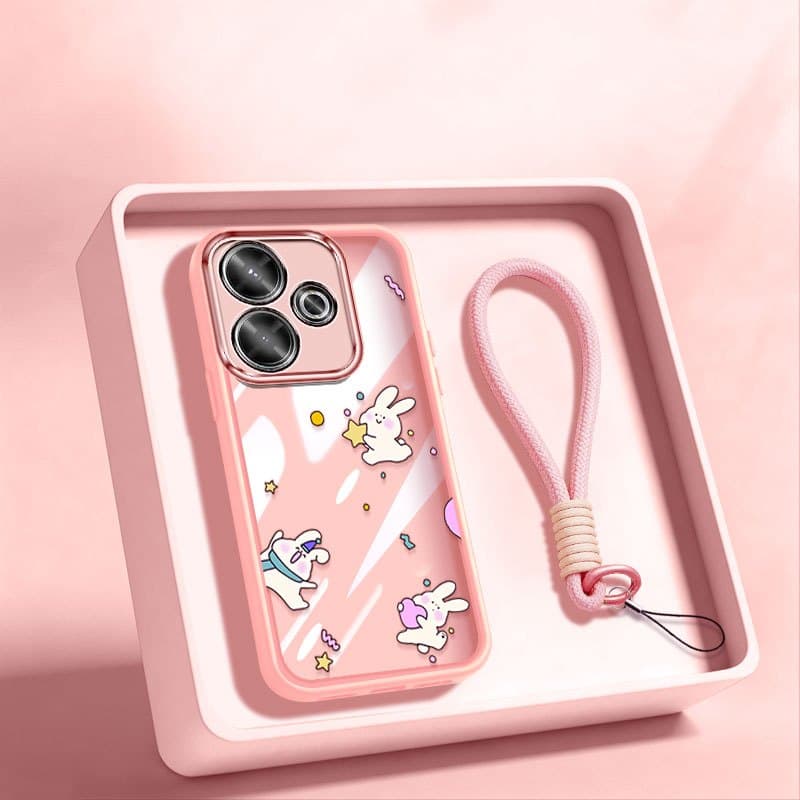 Capa De Telefone YBD Para Redmi 13 4G 5G Xiaomi POCO M6 4G Plus 5G Coelho Fofo De Desenho Animado Menina Estrela Coração