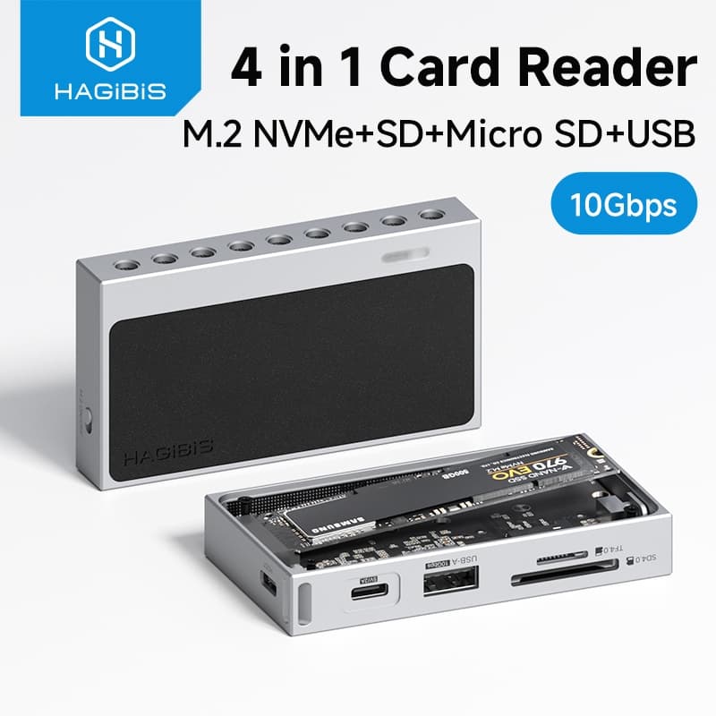 Hagibis M . 2 NVMe SSD Gabinete USB C Para Case SD/Micro 4.0 Leitor De Cartão De Memória De Alta Velocidade 10 Gbps TF L