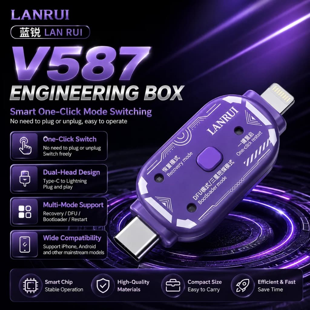 LANRUI V587 Cabeça Dupla Um Clique DFU Odin Adaptador Piscante Plug & Play iP Android Sistema Recuperação Acessório De R