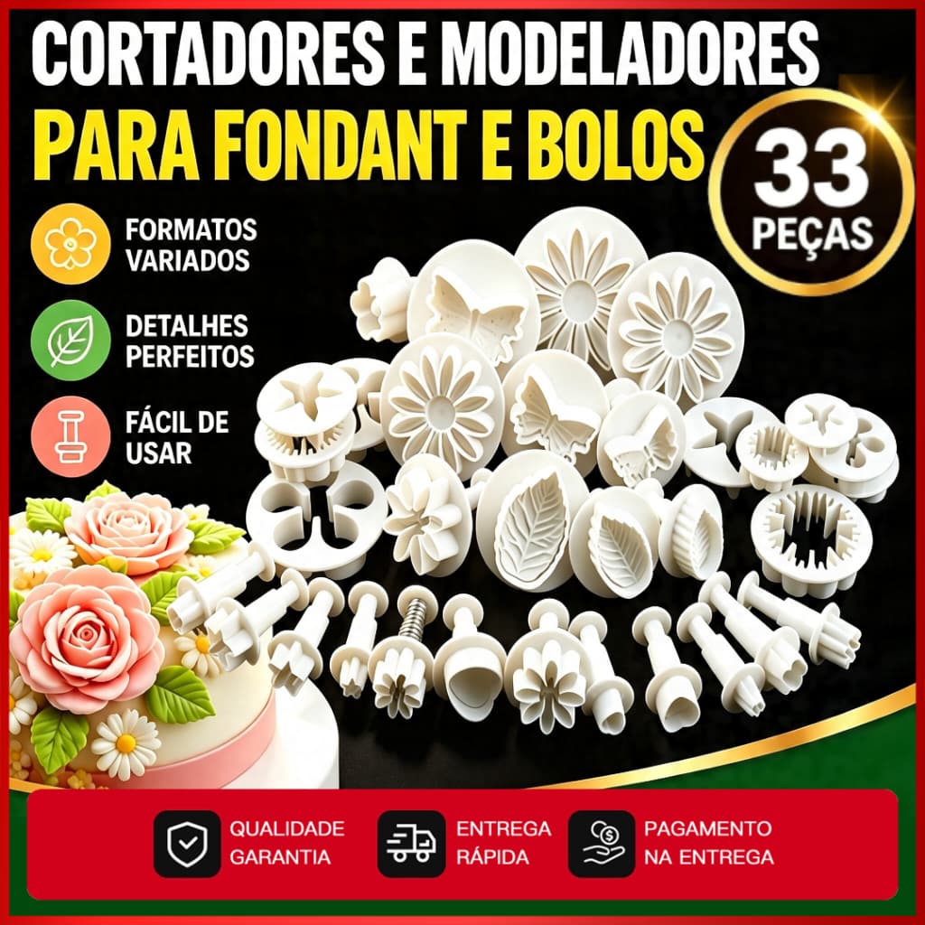 Conjunto de 33 peças para bolo/biscoito/conjunto de moldes de flores/acessórios de pastelaria-conjunto de utensílios de