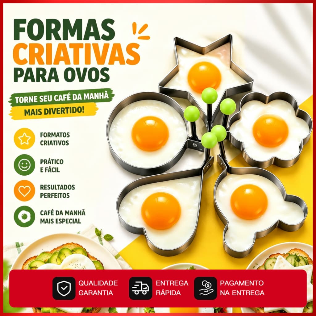 Conjunto de 5 peças de molde de aço inoxidável pode ser usado para ovos fritos, rolos de omelete, hambúrgueres, formatos