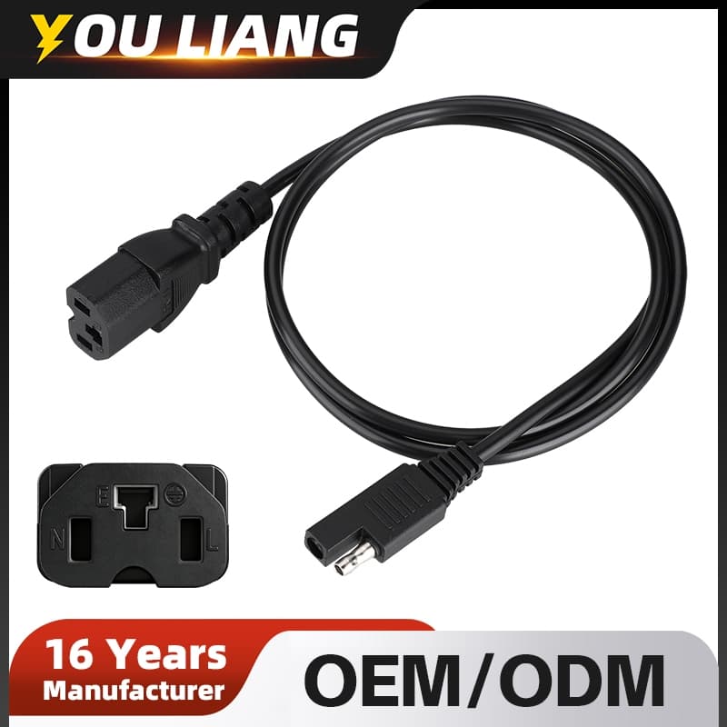 Cabo De Alimentação SAE Para DC 1M 20AWG Carregador De Bateria Conector 5A Fio De Extensão De Carregamento Rápido Carro