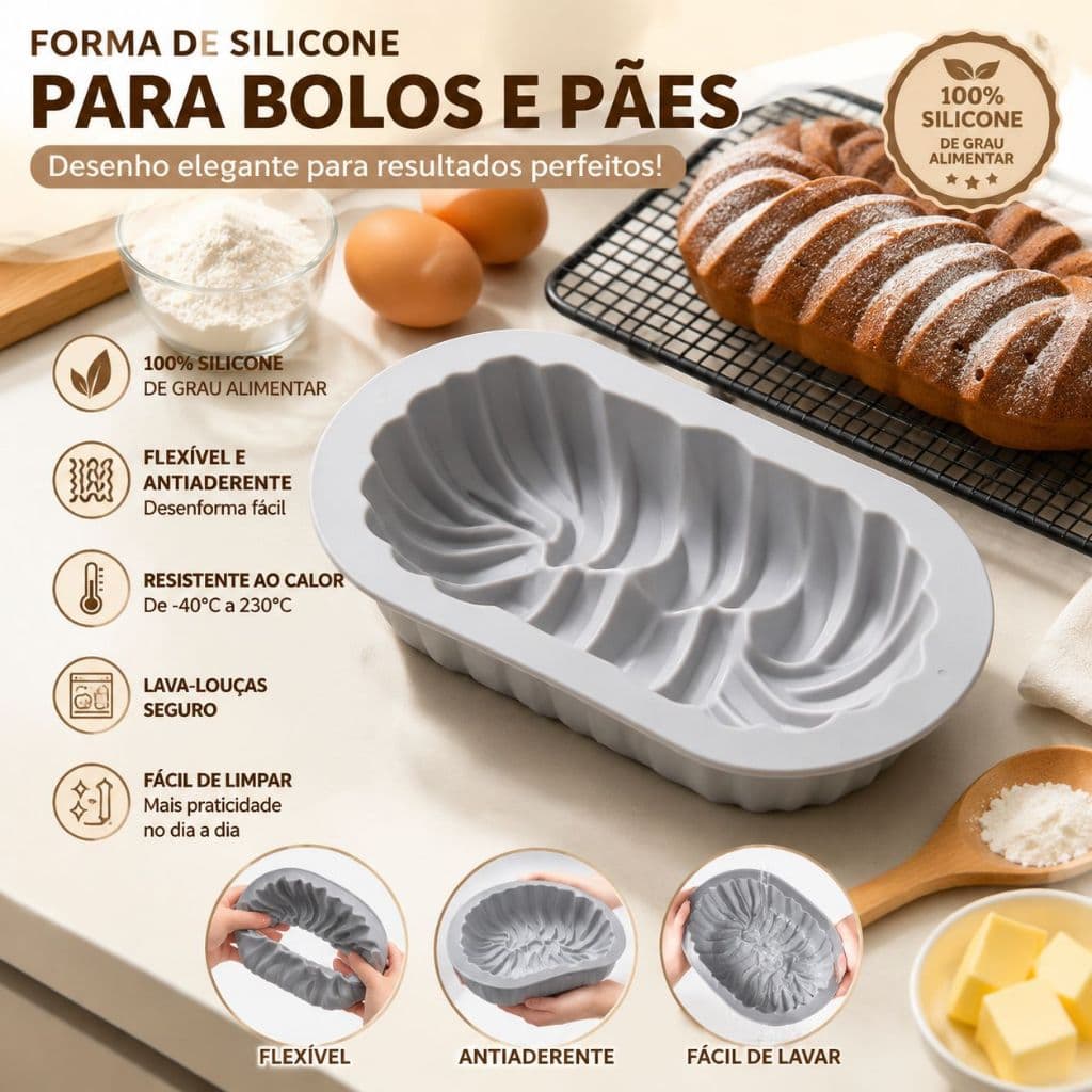 Molde de Silicone com padrão tecido de alta qualidade, adequado para bolo, pão e sobremesa - flexível não pegajoso
