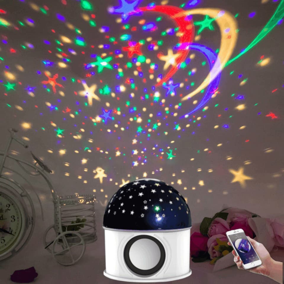 Luz E Som ! Lâmpada Globo Para Projetor Star & Moon-Alto-Falante Bluetooth , Recarregável , Noturna Colorida . Perfeito