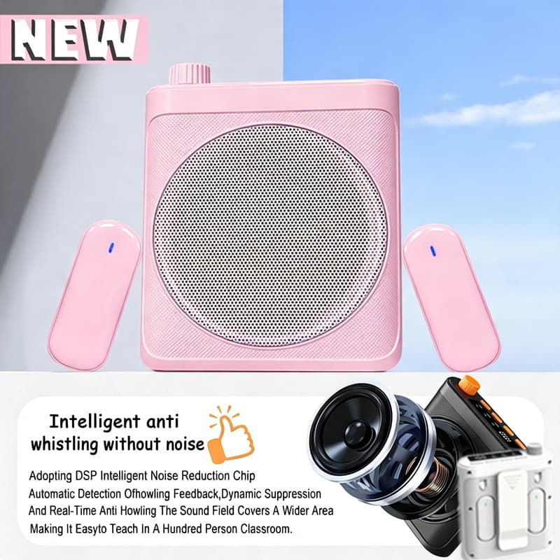 [Estoque Pronto] Amplificador De Voz Sem Fio Alto-Falante Portátil Bluetooth Mic DSP Redução De Ruído Para Professores