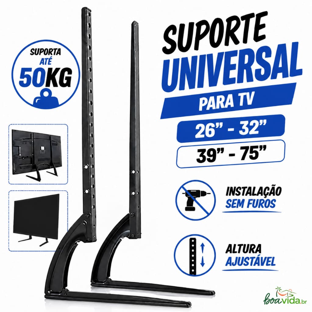 Suporte TV Mesa Universal Fixo Base Pé Monitor 32 Até 75'' Suporte De Mesa Para Tv/monitor De Suporta até 50kg