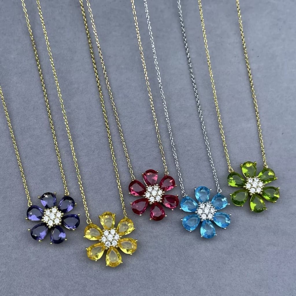 Moda Feminina Meninas Strass Diamante Flor Charme Gargantilha Colar Para Presente Feminino