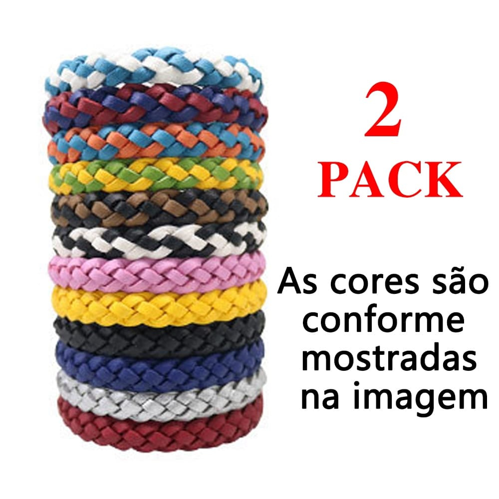 2 Pacotes De Pulseiras Familiares Repelentes De Mosquitos De Couro PU , Insetos Ao Ar Livre