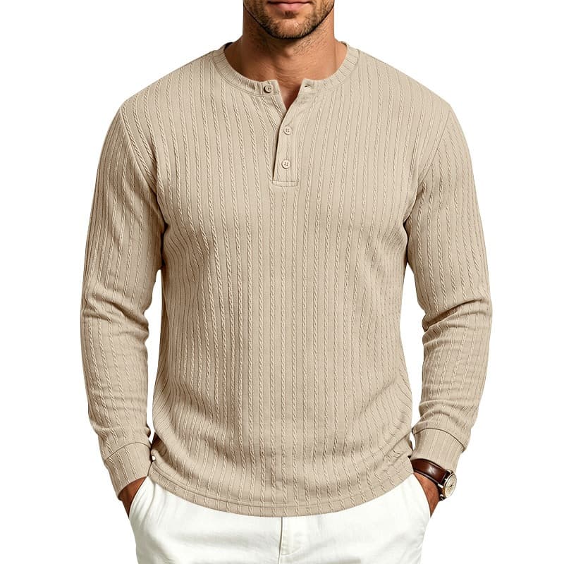 Outono inverno masculino malha superior estiramento textura textura Casual solto pulôver de manga comprida