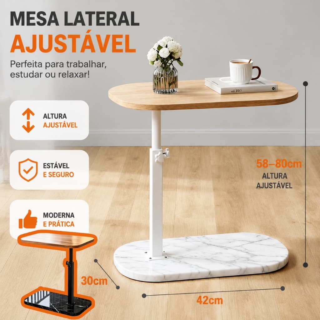mesa lateral ajustável, aparador lateral de sofá, mesa de chá, mesa de cabeceira, prateleira de cabeceira