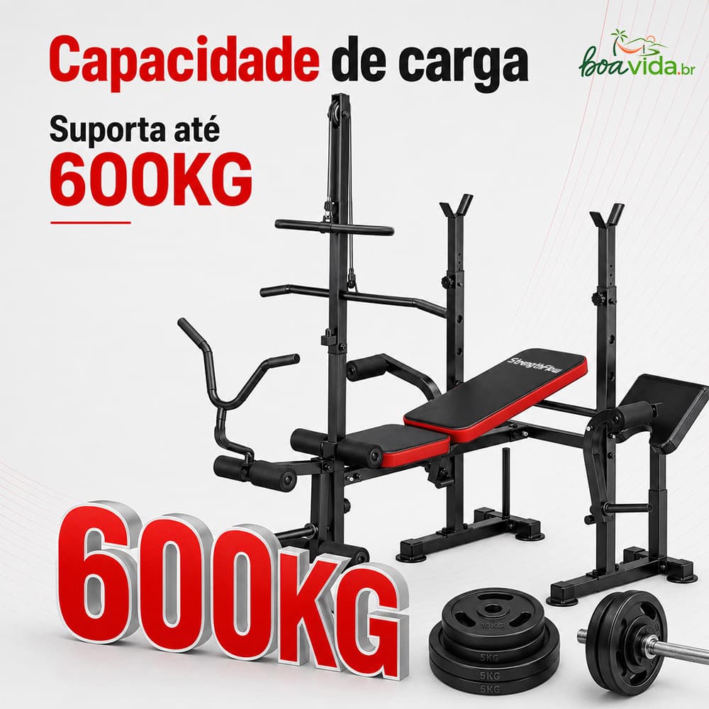Estação de Musculação Banco para Supino com Encosto Ajustável