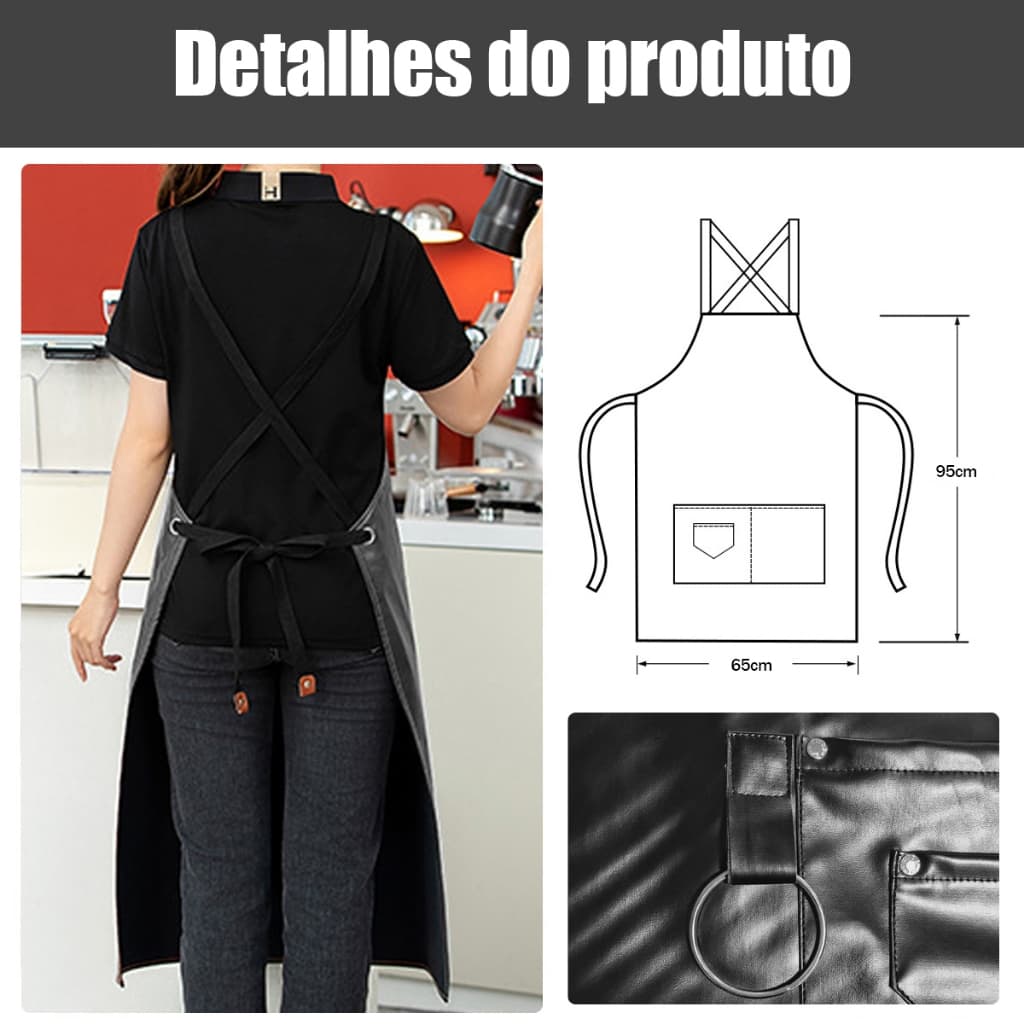 Avental De Couro Durável Para Churrasqueiras , Baristas , Bartenders E Barbeiros Profissionais