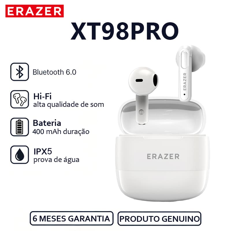 ERAZER XT98PRO Fone de ouvido Bluetooth Hi-Fi de alta qualidade com cancelamento de ruído ativo inteligente Bluetooth 6.